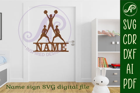 Cheerleaders name sign svg laser cut file SVG APInspireddesigns 