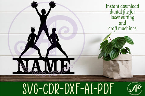 Cheerleaders name sign svg laser cut file SVG APInspireddesigns 