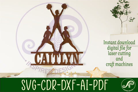 Cheerleaders name sign svg laser cut file SVG APInspireddesigns 