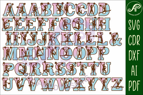 Cheerleading alphabet set. 2 layer letters. 54 letter option SVG APInspireddesigns 