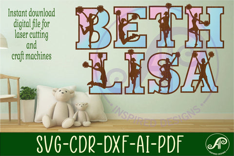 Cheerleading alphabet set. 2 layer letters. 54 letter option SVG APInspireddesigns 