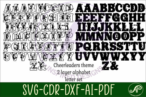Cheerleading alphabet set. 2 layer letters. 54 letter option SVG APInspireddesigns 