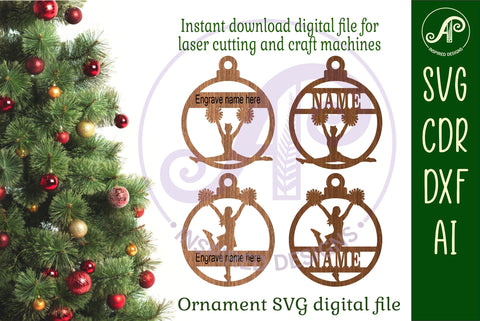 Cheerleading Christmas Ornament SVG laser cut SVG APInspireddesigns 