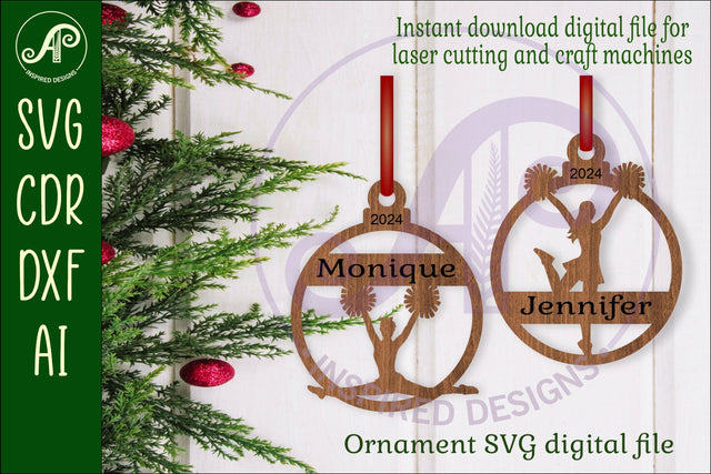Cheerleading Christmas Ornament SVG laser cut SVG APInspireddesigns 