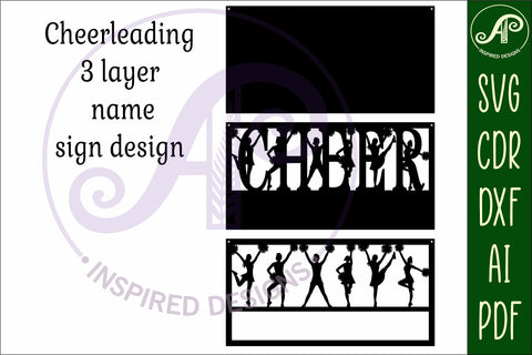 Cheerleading name sign SVG 3 layer laser cut SVG APInspireddesigns 