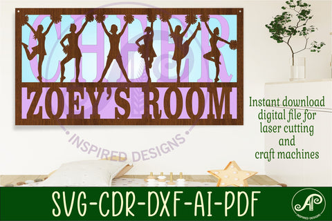 Cheerleading name sign SVG 3 layer laser cut SVG APInspireddesigns 