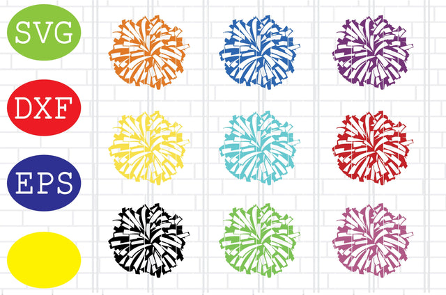 Cheerleading Poms Svg, Cheerleader Svg, Cheerleading Vector, Cheer Pom Poms Cut Files, Sport Svg, Jpg, Eps, Dxf Files SVG DigitalSvgFiles 