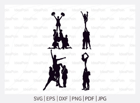 Cheerleading svg, Cheer Silhouette SVG Bundle, Pom Pom svg, Cheer Squad Svg, Cheerleader girl silhouette svg, Cheer Pom Svg SVG Dinvect 