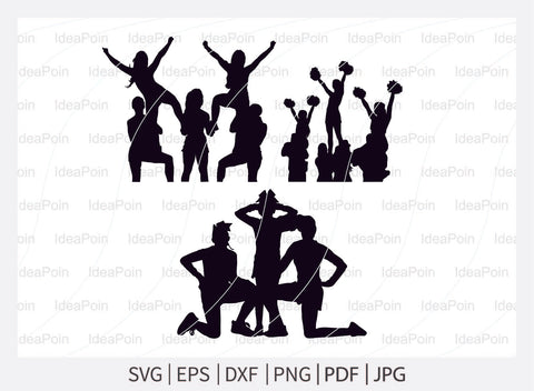 Cheerleading svg, Cheer Silhouette SVG Bundle, Pom Pom svg, Cheer Squad Svg, Cheerleader girl silhouette svg, Cheer Pom Svg SVG Dinvect 