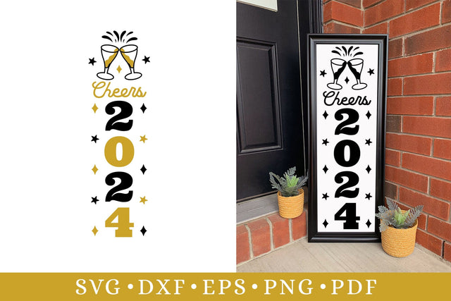 Cheers 2024 - New Year Porch Sign SVG SVG CraftLabSVG 