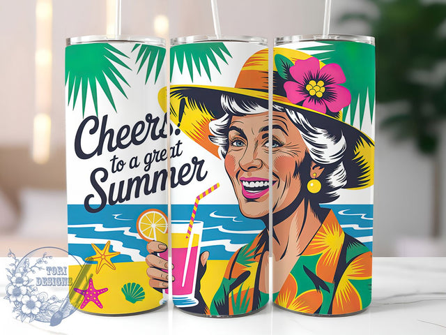 Cheers Summer 20oz Tumbler, Funny Old Lady Quote, Cheers to a Great Summer Wrap, Comedy Sublimation Design, 20oz Tumbler Wrap, Sublimation Design PNG, Gag Gift Sublimation ToriDesigns 