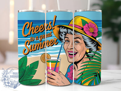 Cheers Summer 20oz Tumbler, Funny Old Lady Quote, Cheers to a Great Summer Wrap, Comedy Sublimation Design, 20oz Tumbler Wrap, Sublimation Design PNG, Gag Gift Sublimation ToriDesigns 
