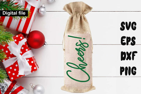 Cheers! SVG – Funny Christmas Wine Bag Design SVG Isabella Machell 