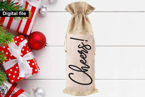 Cheers! SVG – Funny Christmas Wine Bag Design SVG Isabella Machell 