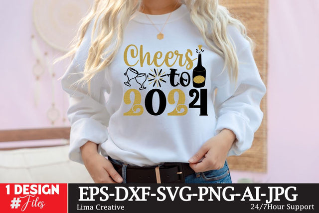 Cheers To 2024 SVG Cut File,Happy New Year ,New Year Sublimation ,New Year T-shirt Design, New Year Retro ,New Year Clip Art,NEw Year SVG Bundle SVG Insomnia Std 