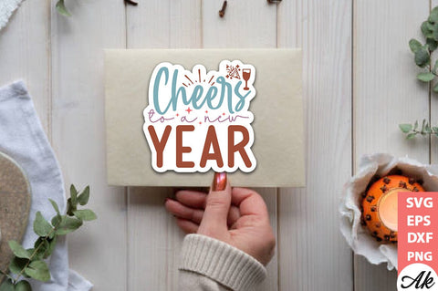 Cheers to a new year Stickers Design SVG akazaddesign 