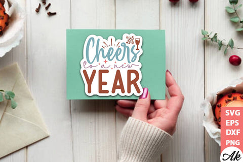 Cheers to a new year Stickers Design SVG akazaddesign 