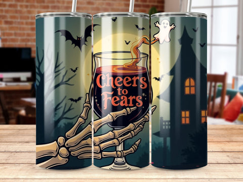 Cheers to Fears Halloween Skeleton Tumbler Wrap PNG Sublimation Luvleigh Digitals 