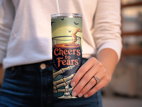 Cheers to Fears Halloween Skeleton Tumbler Wrap PNG Sublimation Luvleigh Digitals 