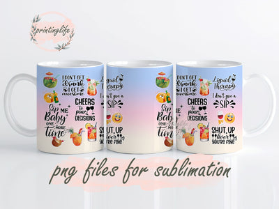 Cheers To Pour Decisions Cocktail Alcohol Mug Wrap Design, Instant Digital Design Download Mug Wrap Design, Mug Design PNG Sublimation PrintingLife 
