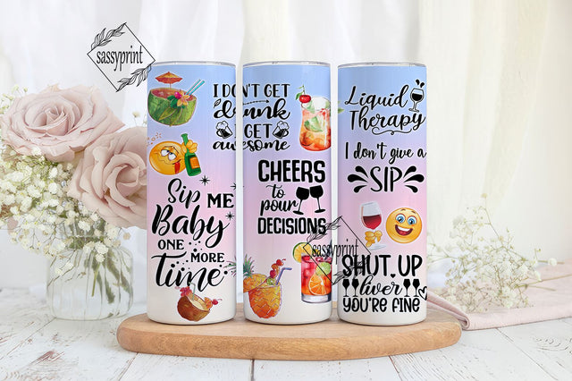 Cheers To Pour Decisions Cocktail Alcohol Tumbler Designs, 20oz Skinny Tumbler Wrap, Alcohol Tumbler Wrap - PNG Digital Download Sublimation sassyprint 