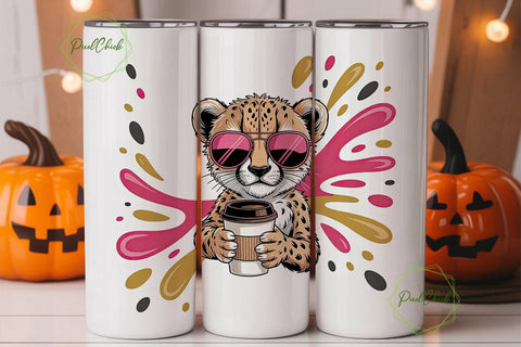 Cheetah Coffee Chaos 20oz Tumbler Sublimation PixelChick 