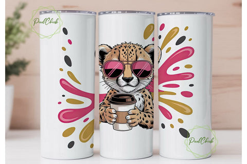 Cheetah Coffee Chaos 20oz Tumbler Sublimation PixelChick 