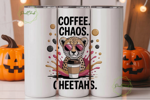 Cheetah Coffee Chaos 20oz Tumbler Sublimation PixelChick 