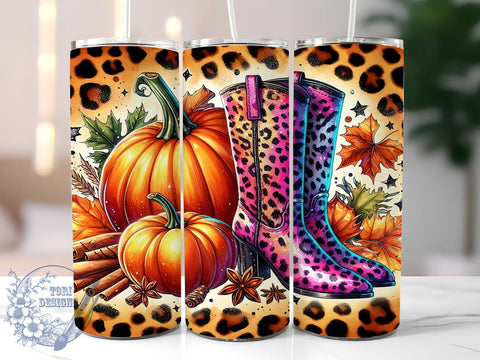 Cheetah Country Autumn 20oz Skinny Tumbler PNG, Fall Tumbler Sublimation Wrap, Straight & Tapered Tumbler Wrap, Instant Digital Download Sublimation ToriDesigns 