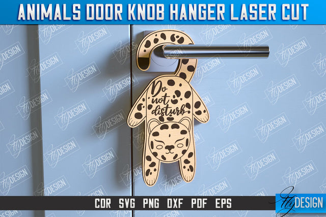 Cheetah Door Knob Hanger | Children's Room | Door Sign | Baby Animals | CNC File SVG Fly Design 