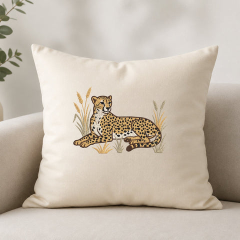Cheetah Embroidery Design – Wild Cheetah Lying in Grass Safari Wildlife Animal Machine Embroidery File Embroidery/Applique DESIGNS PatternFeed8 