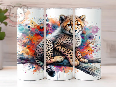 Cheetah Floral 20oz Boho Wildlife Tumbler, Cute Cheetah Tumbler, 20oz Tumbler Design, Sublimation Tumbler Wrap, Wildlife Tumbler Wrap, Boho Cheetah Tumbler Sublimation Lara' s Designs 