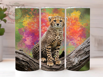 Cheetah Floral 20oz Boho Wildlife Tumbler, Cute Cheetah Tumbler, 20oz Tumbler Design, Sublimation Tumbler Wrap, Wildlife Tumbler Wrap, Boho Cheetah Tumbler Sublimation Lara' s Designs 