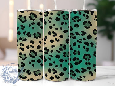 Cheetah Leopard Wild Animal Tumbler, Teal Leopard Print, Beige Animal Print, 20oz Sublimation PNG, Boho Cheetah Tumbler, Leopard Tumbler Design, Wild Animal Tumbler Wrap Sublimation ToriDesigns 