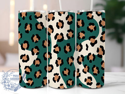 Cheetah Leopard Wild Animal Tumbler, Teal Leopard Print, Beige Animal Print, 20oz Sublimation PNG, Boho Cheetah Tumbler, Leopard Tumbler Design, Wild Animal Tumbler Wrap Sublimation ToriDesigns 