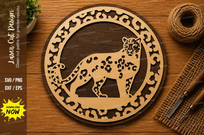 Cheetah Mandala SVG | Wildlife Laser Cut File | Glowforge CNC DXF PNG EPS SVG Regulrcrative 