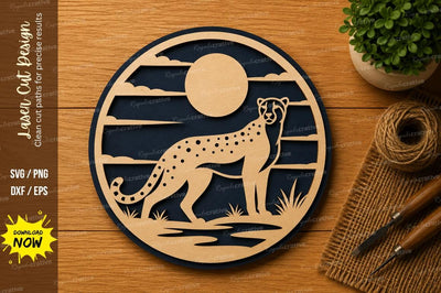 Cheetah Moon Circle Laser Cut SVG File SVG Regulrcrative 