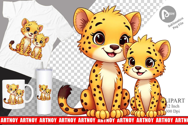 Cheetah Mother's Day Clipart Sublimation artnoy 