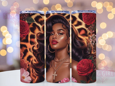 Cheetah Rose Black Woman Tumbler, Red Rose, Black Woman, 20Oz Tumbler, Sublimation Design, Tumbler Wrap, Digital Download Sublimation SvggirlplusArt 