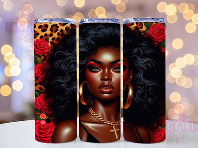 Cheetah Rose Black Woman Tumbler, Red Rose, Black Woman, 20Oz Tumbler, Sublimation Design, Tumbler Wrap, Digital Download Sublimation SvggirlplusArt 