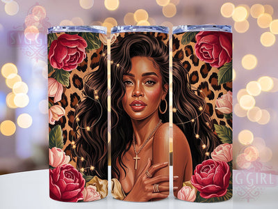 Cheetah Rose Black Woman Tumbler, Red Rose, Black Woman, 20Oz Tumbler, Sublimation Design, Tumbler Wrap, Digital Download Sublimation SvggirlplusArt 