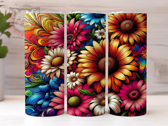 Cheetah Sunflower Tie Die 20 oz Skinny Tumbler Sublimation Design, Straight & Tapered Tumbler Png, Sunflower Tumbler Png, Digital Download PNG Sublimation Lara' s Designs 