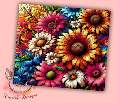 Cheetah Sunflower Tie Die 20 oz Skinny Tumbler Sublimation Design, Straight & Tapered Tumbler Png, Sunflower Tumbler Png, Digital Download PNG Sublimation Lara' s Designs 