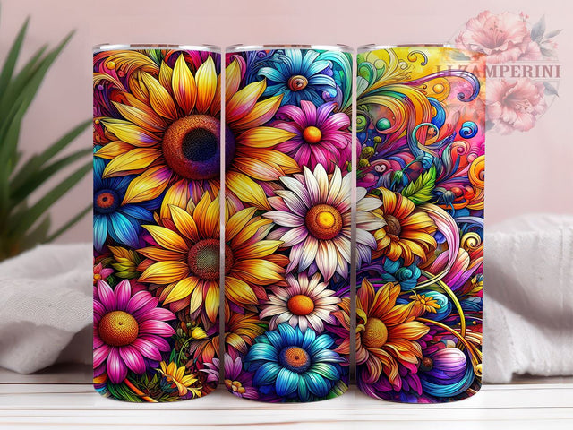 Cheetah Sunflower Tie Die 20 oz Skinny Tumbler Sublimation Design, Straight & Tapered Tumbler Png, Sunflowers Tumbler Png, Digital Download PNG Sublimation Li Zamperini 