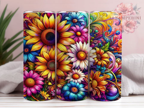 Cheetah Sunflower Tie Die 20 oz Skinny Tumbler Sublimation Design, Straight & Tapered Tumbler Png, Sunflowers Tumbler Png, Digital Download PNG Sublimation Li Zamperini 