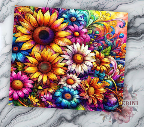 Cheetah Sunflower Tie Die 20 oz Skinny Tumbler Sublimation Design, Straight & Tapered Tumbler Png, Sunflowers Tumbler Png, Digital Download PNG Sublimation Li Zamperini 