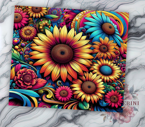 Cheetah Sunflower Tie Die 20 oz Skinny Tumbler Sublimation Design, Straight & Tapered Tumbler Png, Sunflowers Tumbler Png, Digital Download PNG Sublimation Li Zamperini 