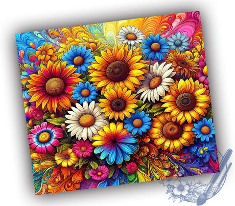 Cheetah Sunflower Tie Die 20oz Skinny Tumbler PNG, Sunflowers Tumbler Sublimation Wrap, Straight & Tapered Tumbler Wrap, Instant Digital Download Sublimation ToriDesigns 