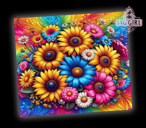 Cheetah Sunflower Tie Die 20oz Tumbler Wrap Sublimation Design, Straight Tapered Tumbler Wrap, Sunflowers Tumbler Png, Instant Digital Download Sublimation SvggirlplusArt 