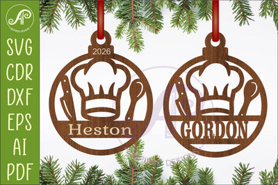 Chef Christmas Ornament SVG| Personalized Laser Cut SVG APInspireddesigns 